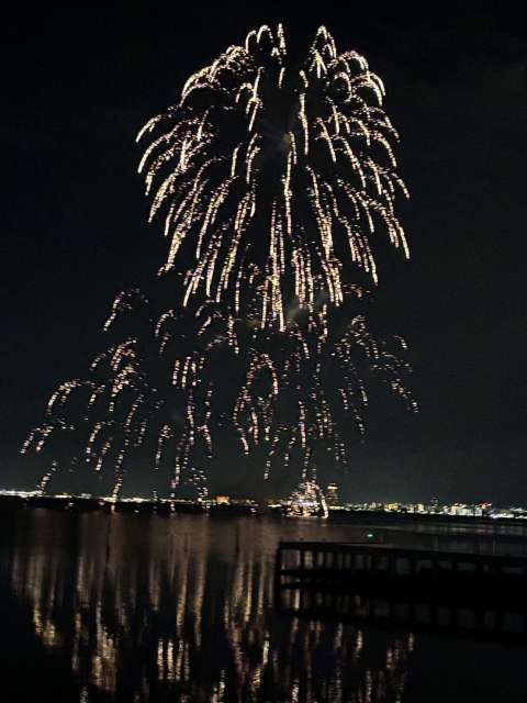 びわ湖に打ち上げられた花火