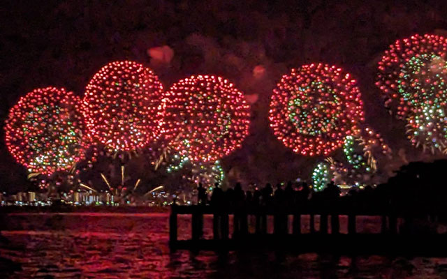 安寿から望むびわ湖花火大会